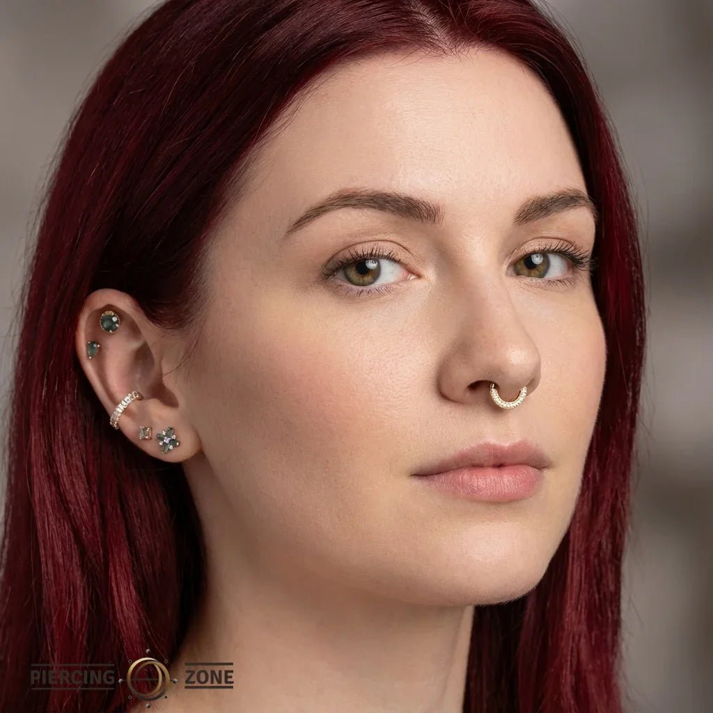 Showcase – CZ Pavé – 14K Gold Clicker Ring - piercing - zone.com