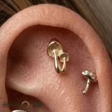 Shrooms Pin - 14K Gold Mushroom Threadless End - piercing - zone.com