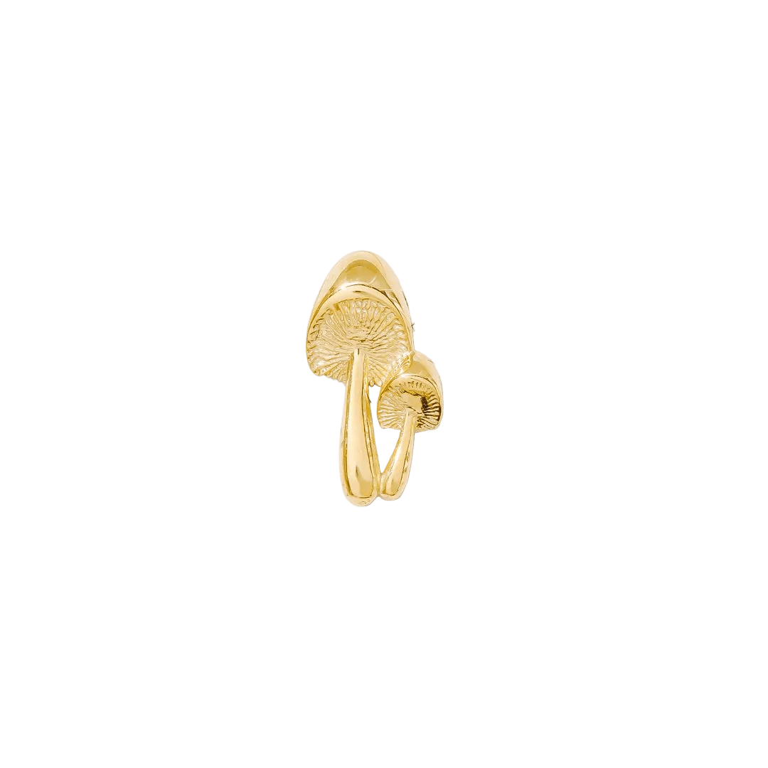 Shrooms Pin - 14K Gold Mushroom Threadless End - piercing - zone.com