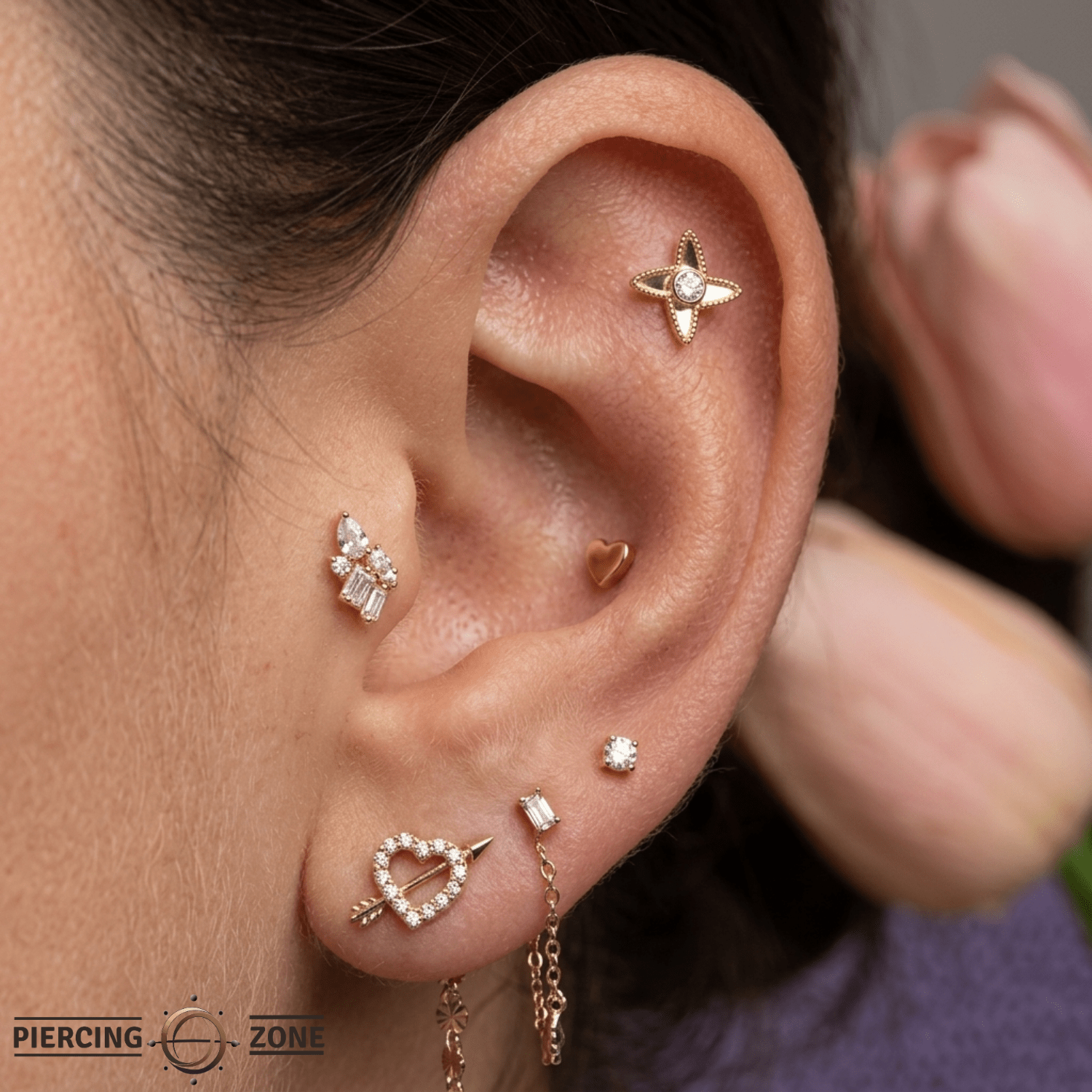 Shuriken – 14K Gold Threadless/Threaded End - piercing - zone.com