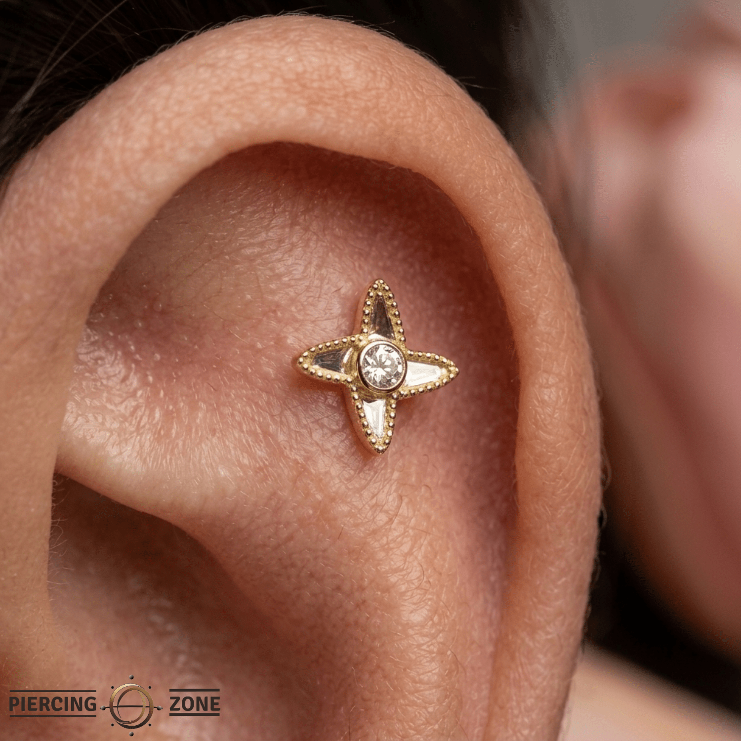 Shuriken – 14K Gold Threadless/Threaded End - piercing - zone.com