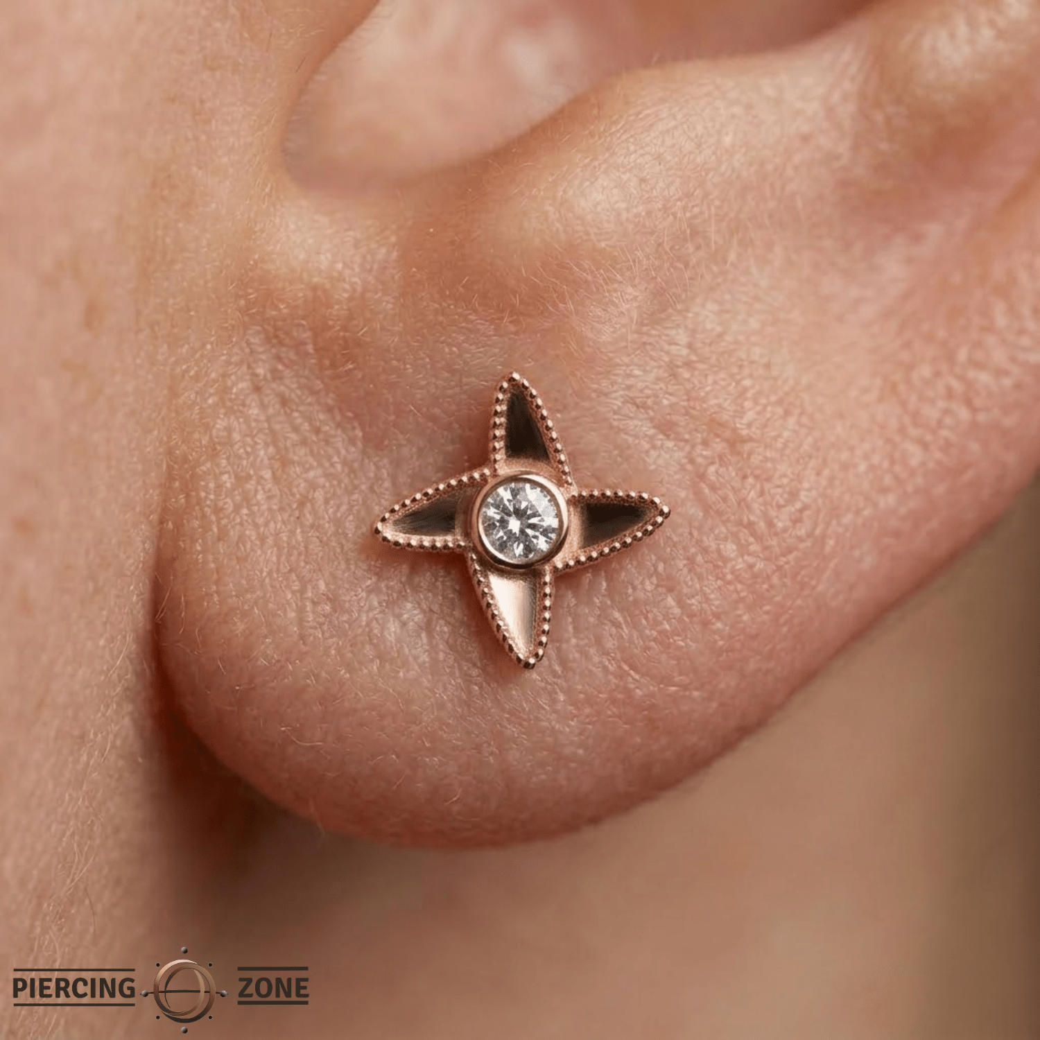 Shuriken – 14K Gold Threadless/Threaded End - piercing - zone.com