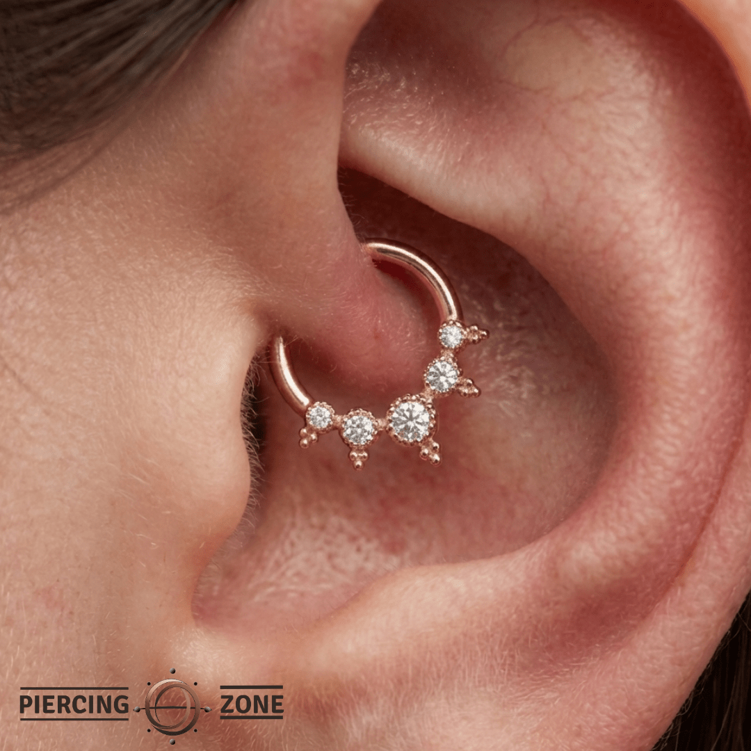 Simone – CZ Milgrain – 14K Gold Clicker Ring - piercing - zone.com