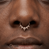 Simone – CZ Milgrain – 14K Gold Clicker Ring - piercing - zone.com