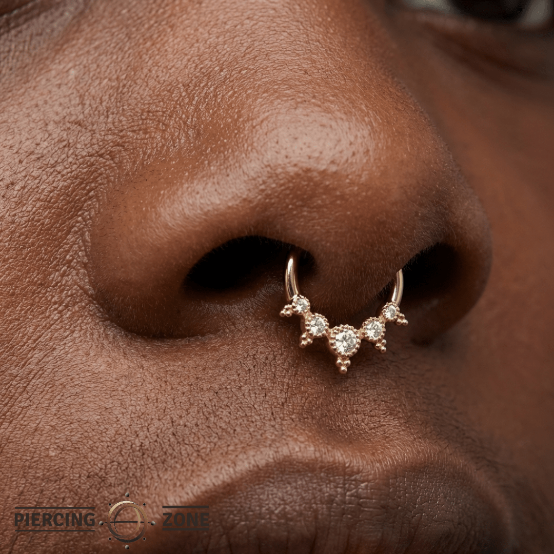 Simone – CZ Milgrain – 14K Gold Clicker Ring - piercing - zone.com