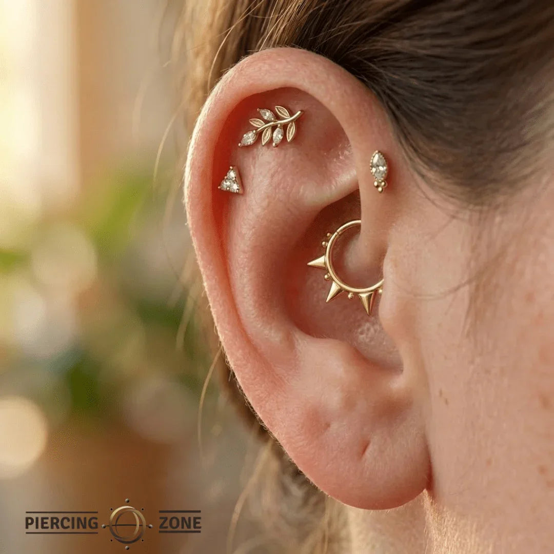 Sina Seamless Ring – 14K Gold Cup & Divot Design - piercing - zone.com