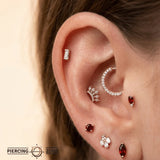 Single Baguette – 14K/18K Gold Threadless End - piercing - zone.com