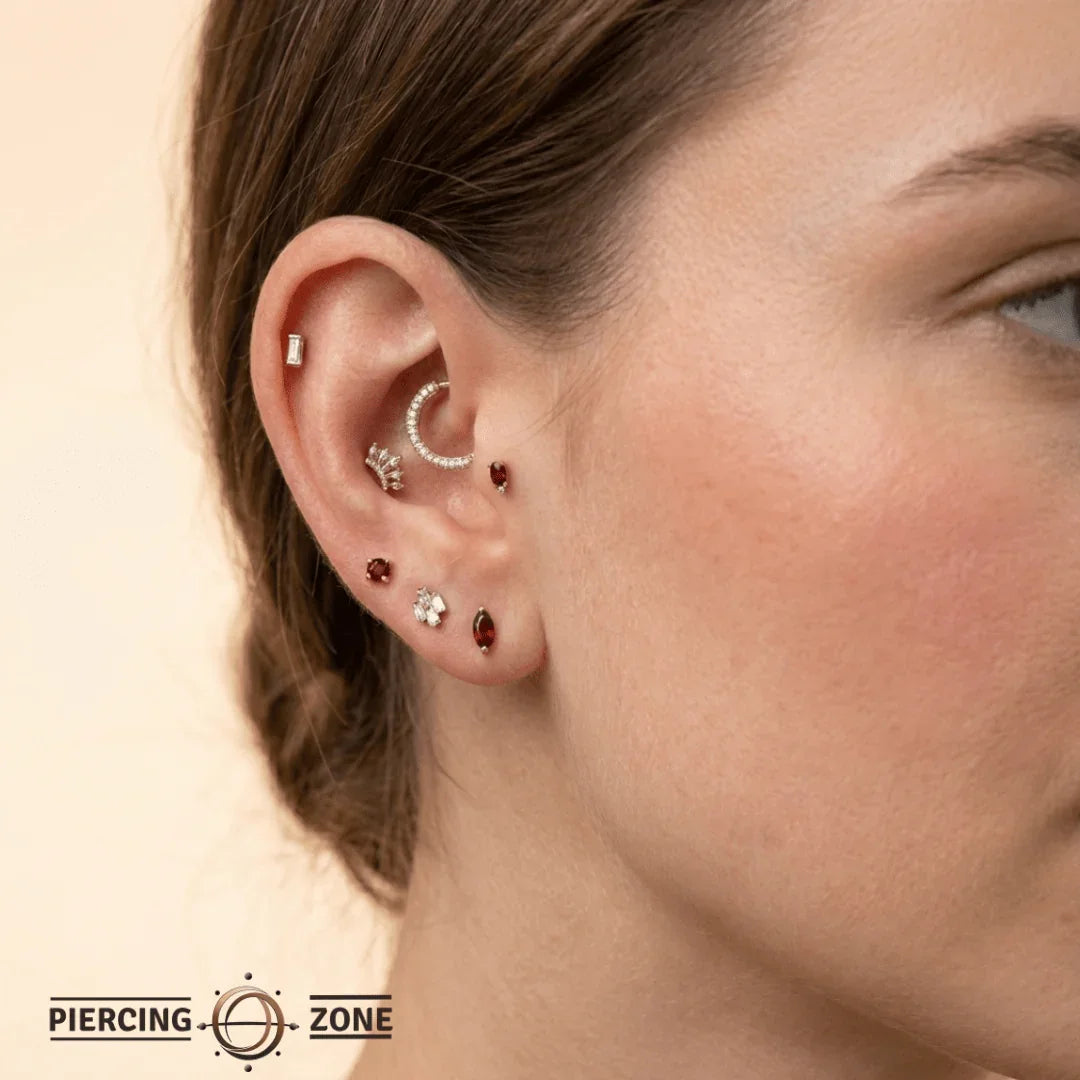 Single Baguette – 14K/18K Gold Threadless End - piercing - zone.com
