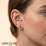 Single Baguette – 14K/18K Gold Threadless End - piercing - zone.com