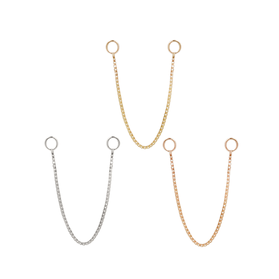 Single Box Chain – 14K Gold Piercing Chain - piercing - zone.com