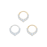 Sitting Pretty Clicker with White Topaz - 14K Gold Gem Clicker Ring - piercing - zone.com