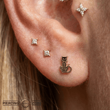 Skele Cat – 14K Gold Threadless/Threaded End - piercing - zone.com