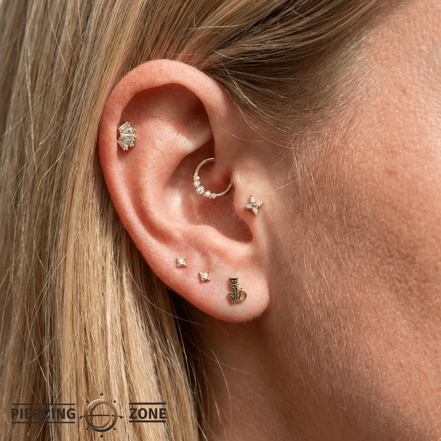 Skele Cat – 14K Gold Threadless/Threaded End - piercing - zone.com