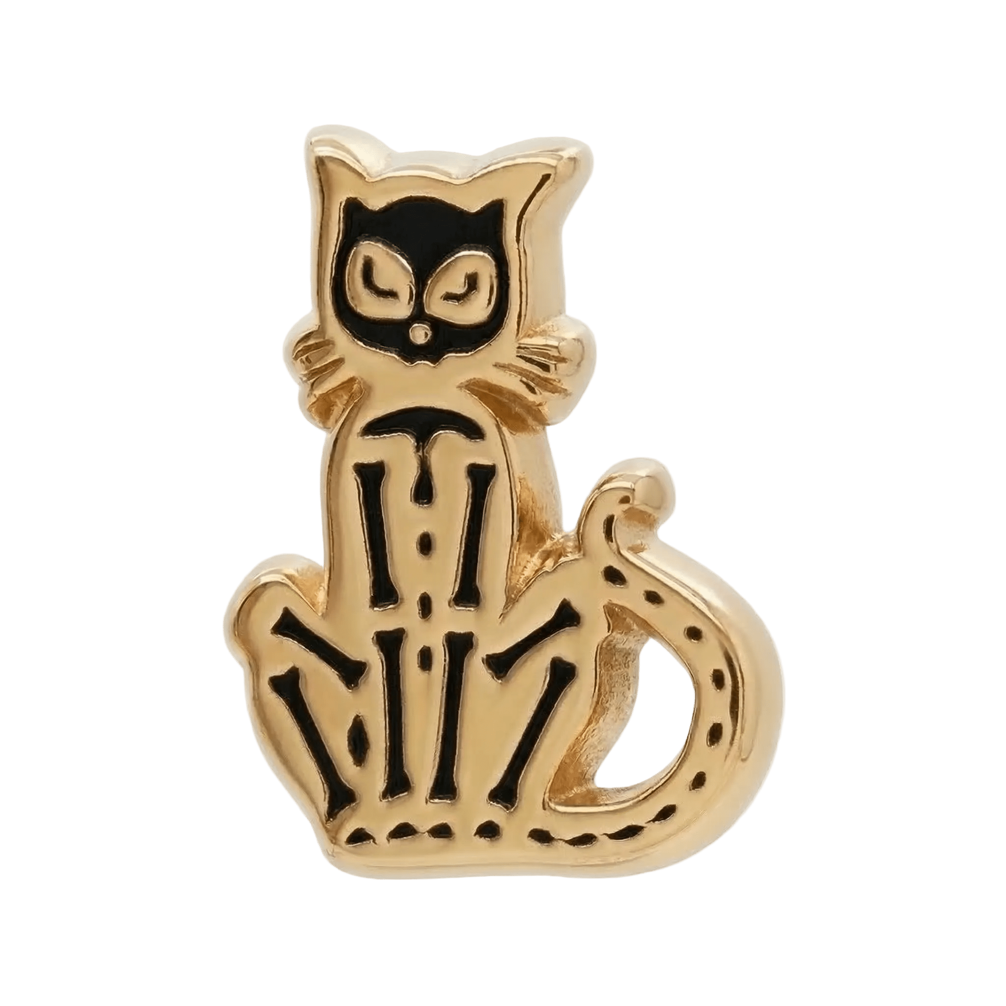 Skele Cat – 14K Gold Threadless/Threaded End - piercing - zone.com