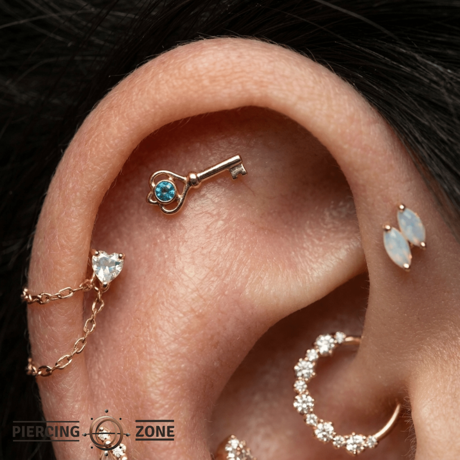 Skeleton Key - 14K Gold Threadless/Threaded - piercing - zone.com