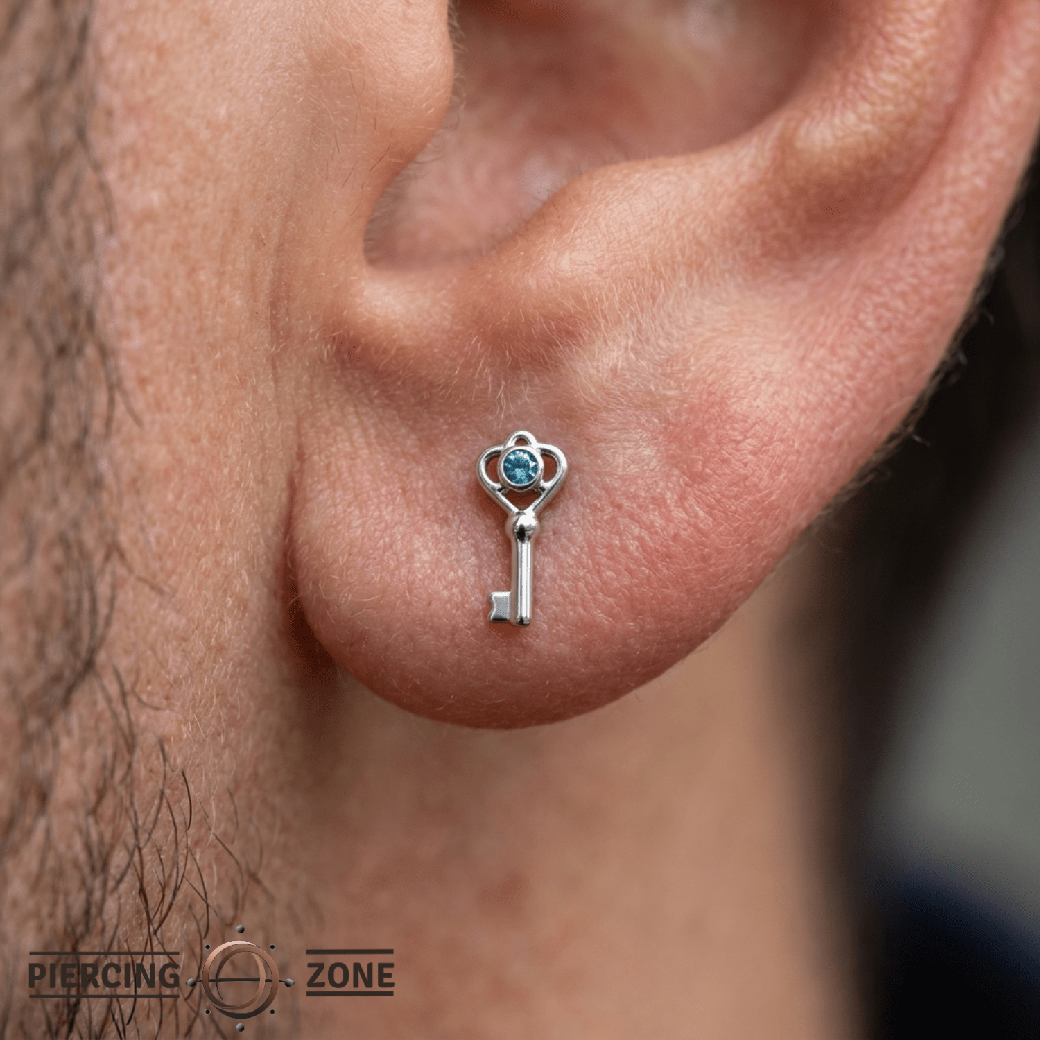 Skeleton Key - 14K Gold Threadless/Threaded - piercing - zone.com