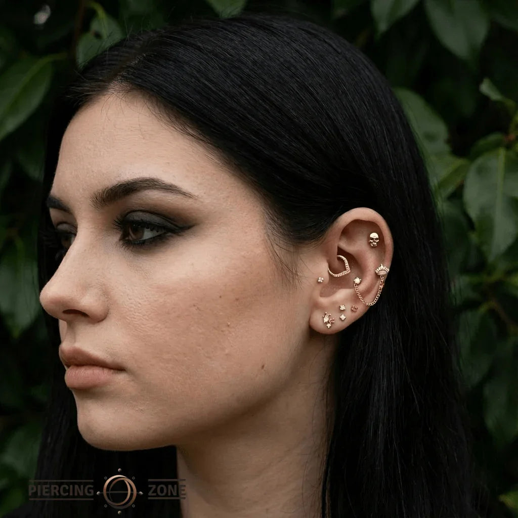Skull – 14K Gold Threadless & Threaded End - piercing - zone.com