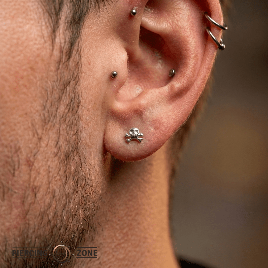 Skull and Bones – 14K Gold Threadless/Threaded End - piercing - zone.com