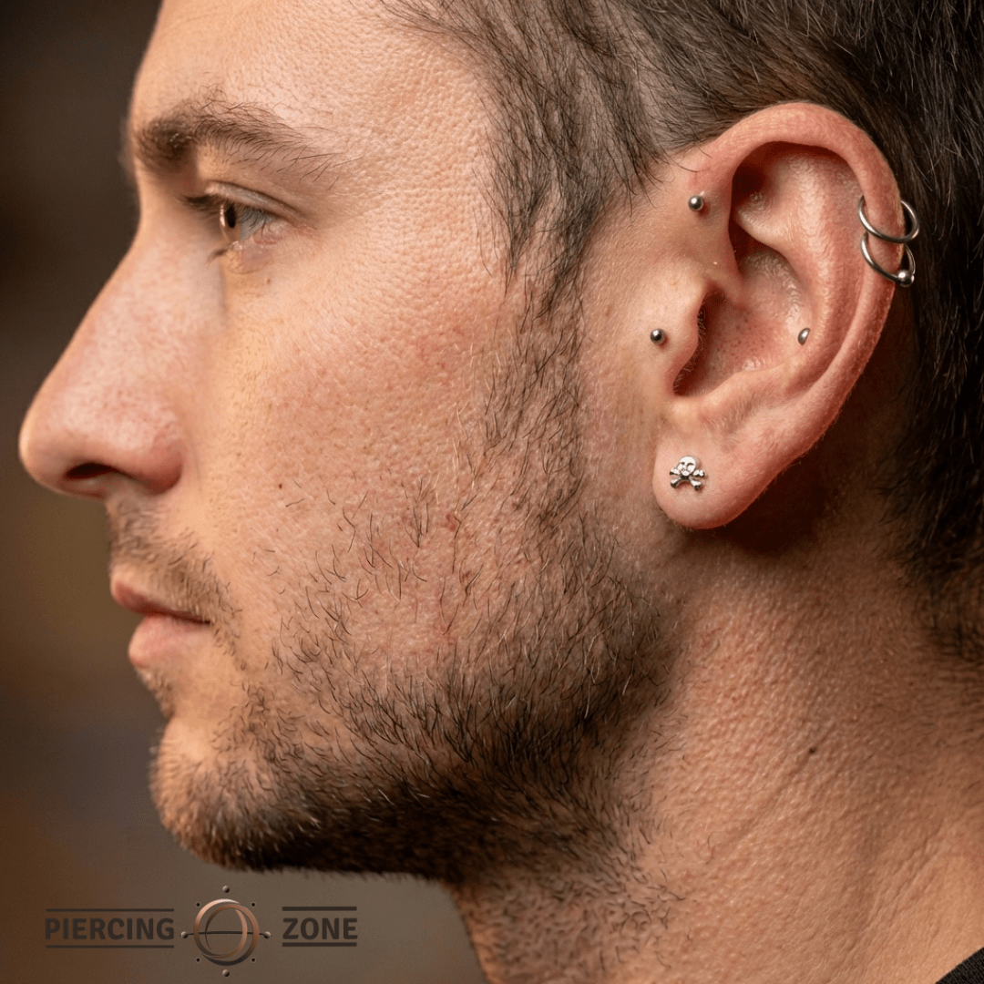 Skull and Bones – 14K Gold Threadless/Threaded End - piercing - zone.com