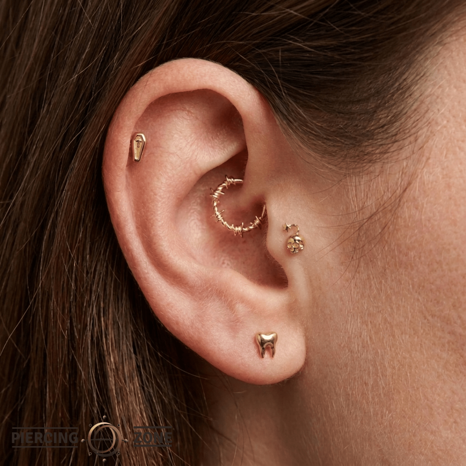 Skull Bomb - 18K Gold Threadless End - piercing-zone.com