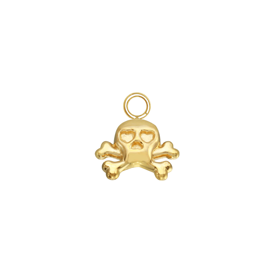 Skull & Bones Charm – 14K Gold Halloween Dangle - piercing - zone.com