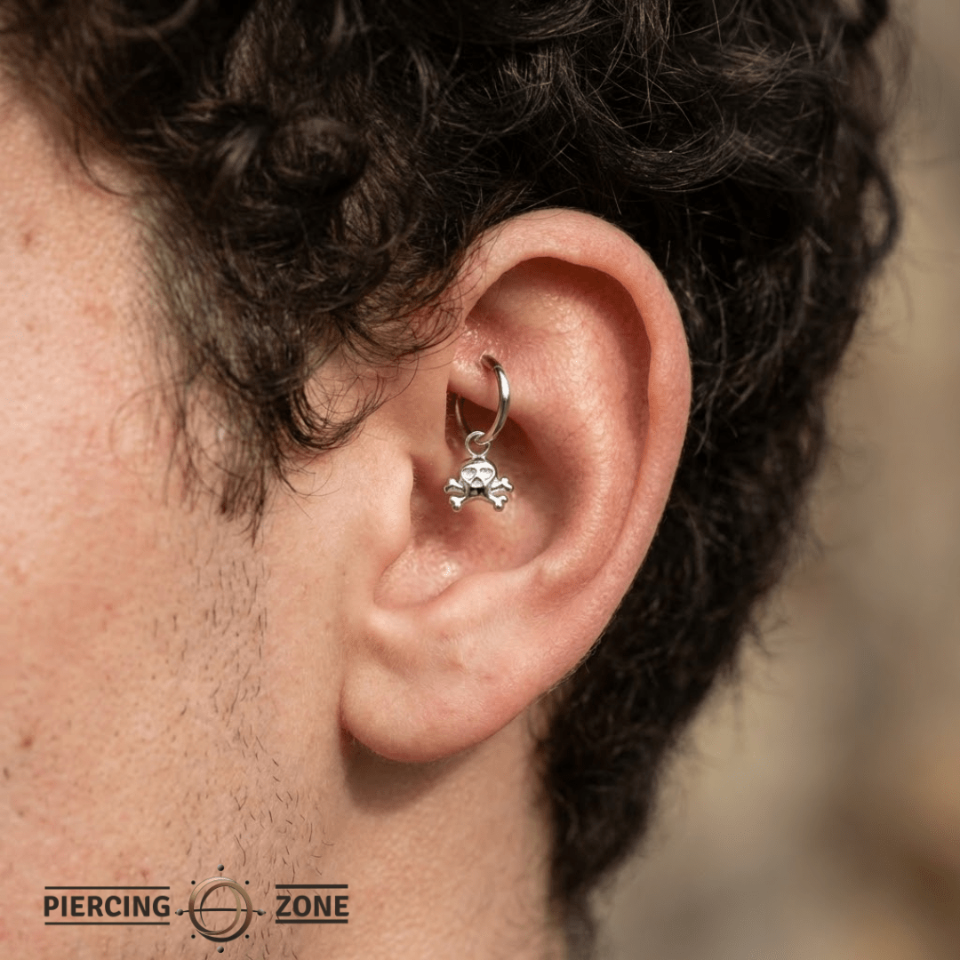 Skull & Bones Charm – 14K Gold Halloween Dangle - piercing - zone.com