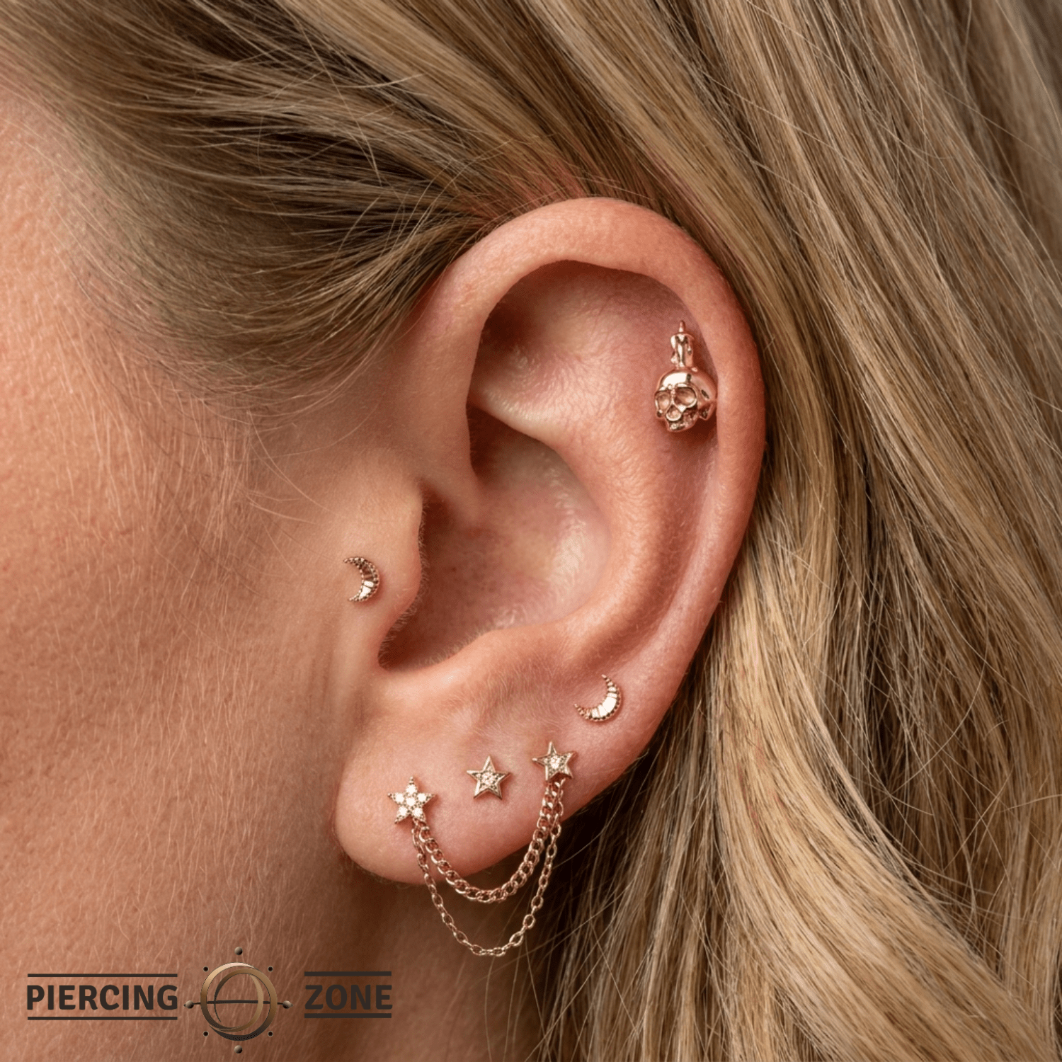 Skull Candle - 18K Gold Threadless/Threaded End - piercing-zone.com
