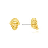 Skull with Headphones – 14K Gold Threadless & Threaded End - piercing - zone.com