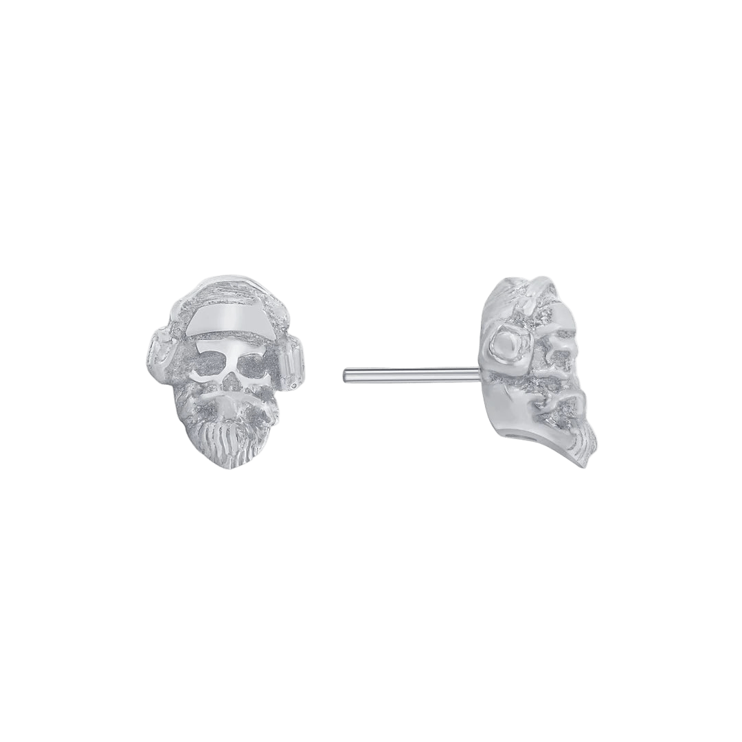 Skull with Headphones – 14K Gold Threadless & Threaded End - piercing - zone.com
