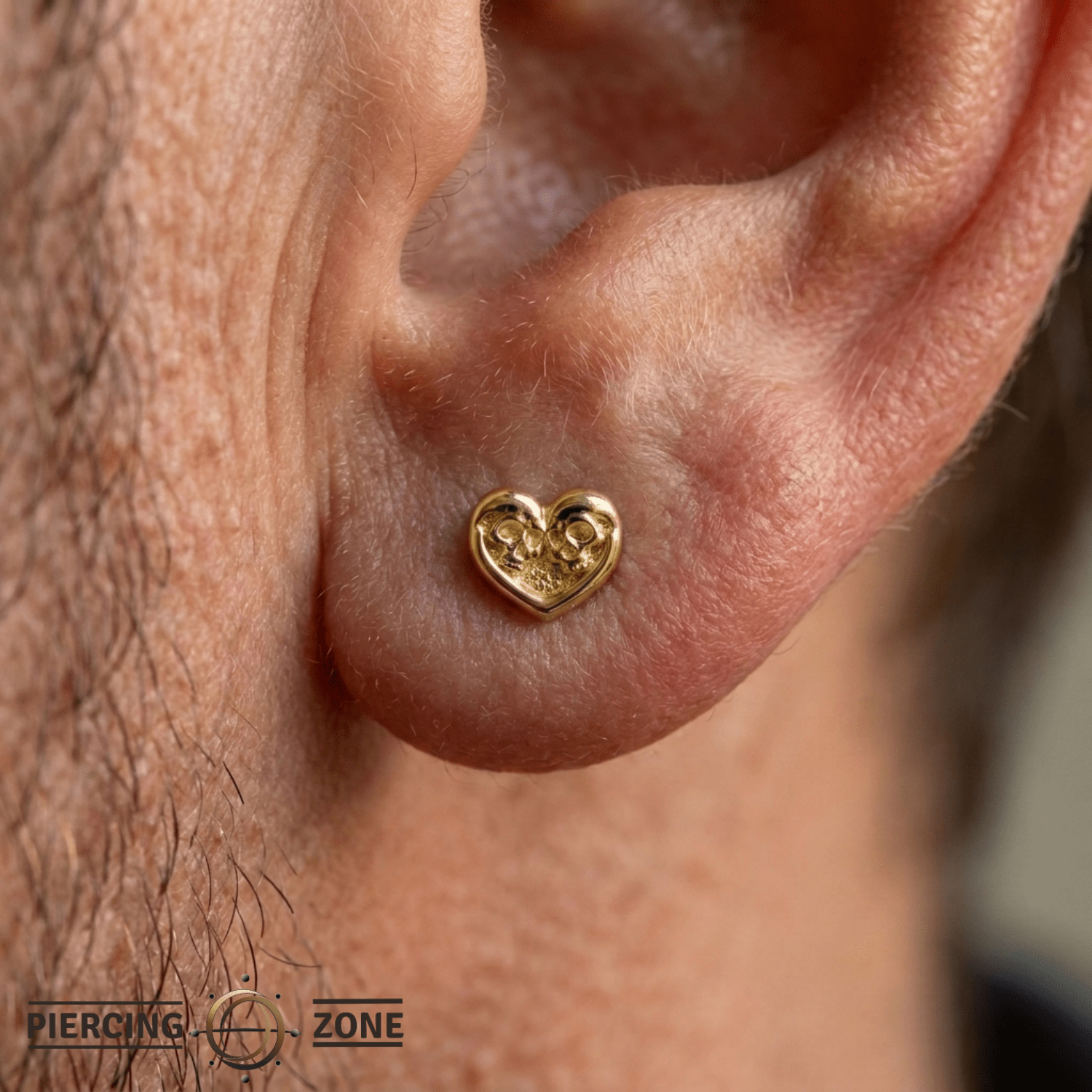 SkullHeart - 18K Gold Threadless End - piercing-zone.com