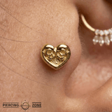 SkullHeart - 18K Gold Threadless End - piercing-zone.com