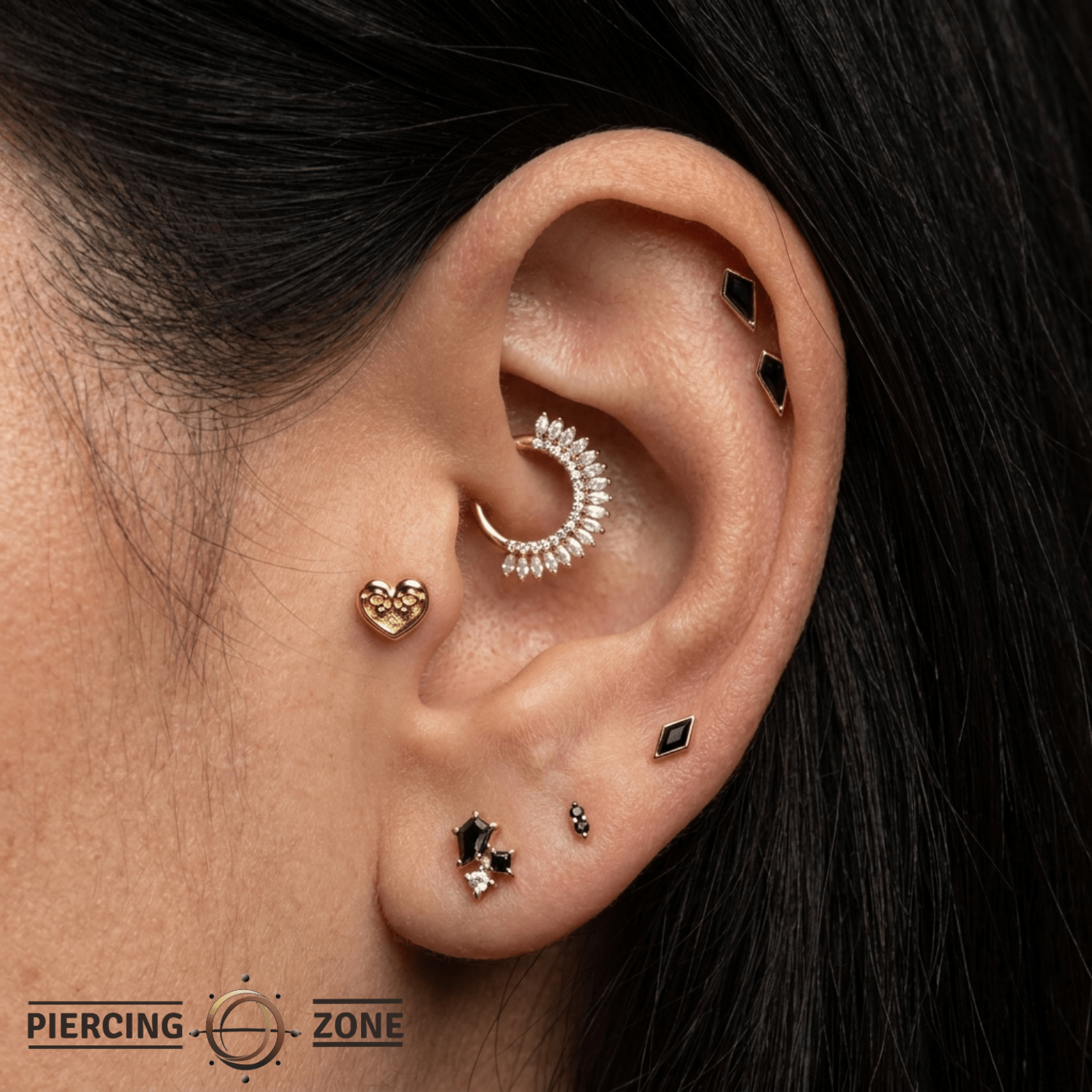 SkullHeart - 18K Gold Threadless End - piercing-zone.com