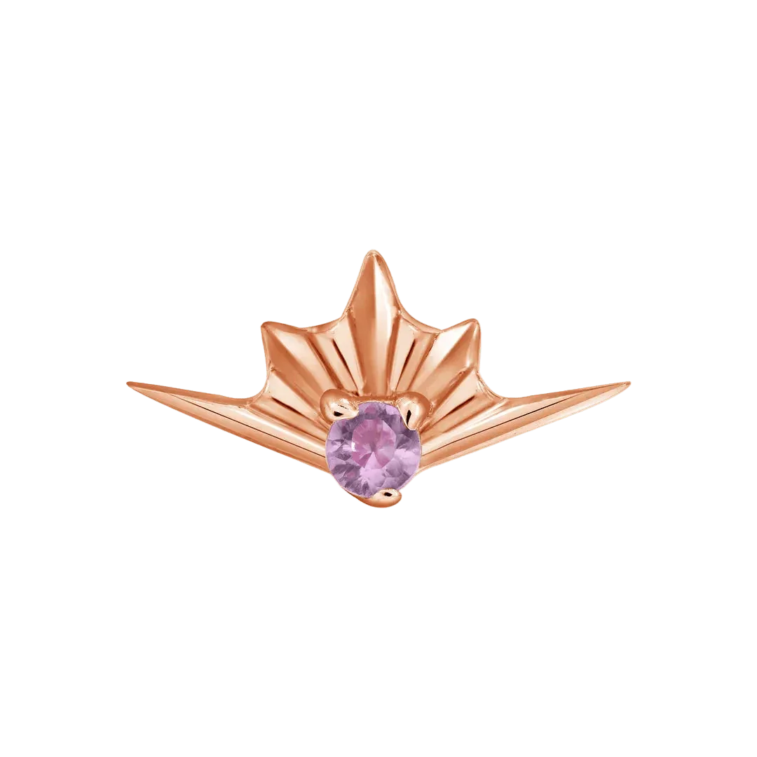 Skye – 14K/18K Gold Grooved Gem Threadless End - piercing - zone.com