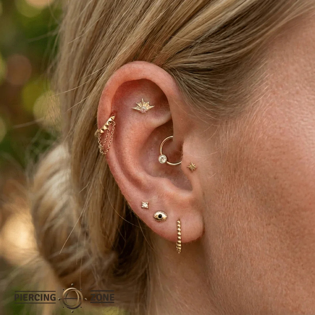 Skye – 14K/18K Gold Grooved Gem Threadless End - piercing - zone.com