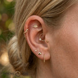 Skye – 14K/18K Gold Grooved Gem Threadless End - piercing - zone.com