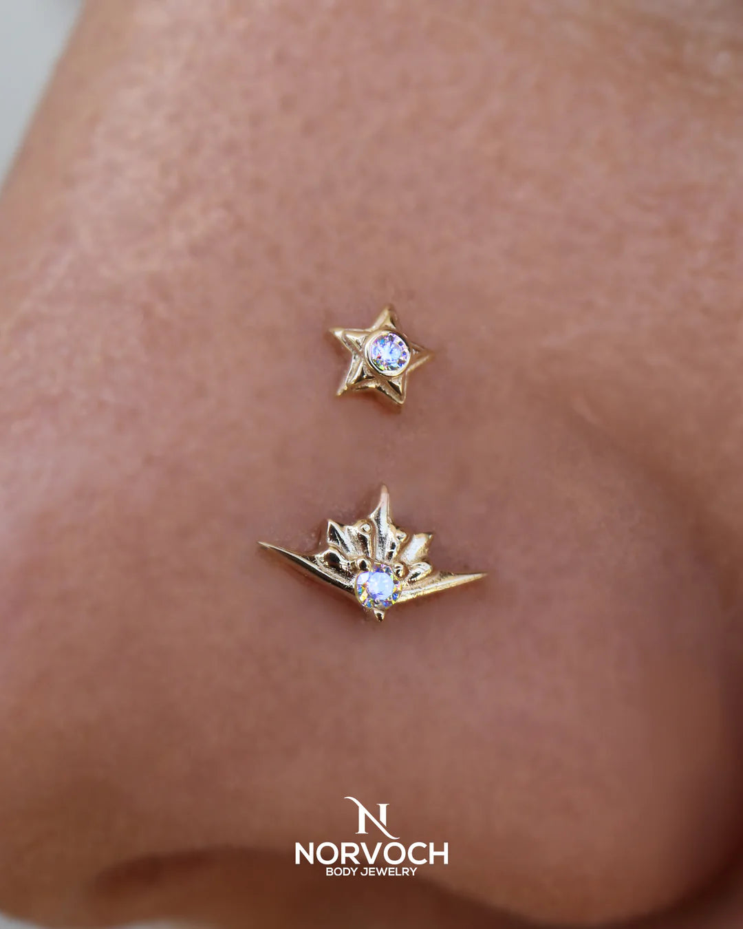 Skye – 14K/18K Gold Grooved Gem Threadless End