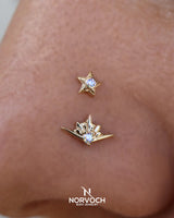 Skye – 14K/18K Gold Grooved Gem Threadless End