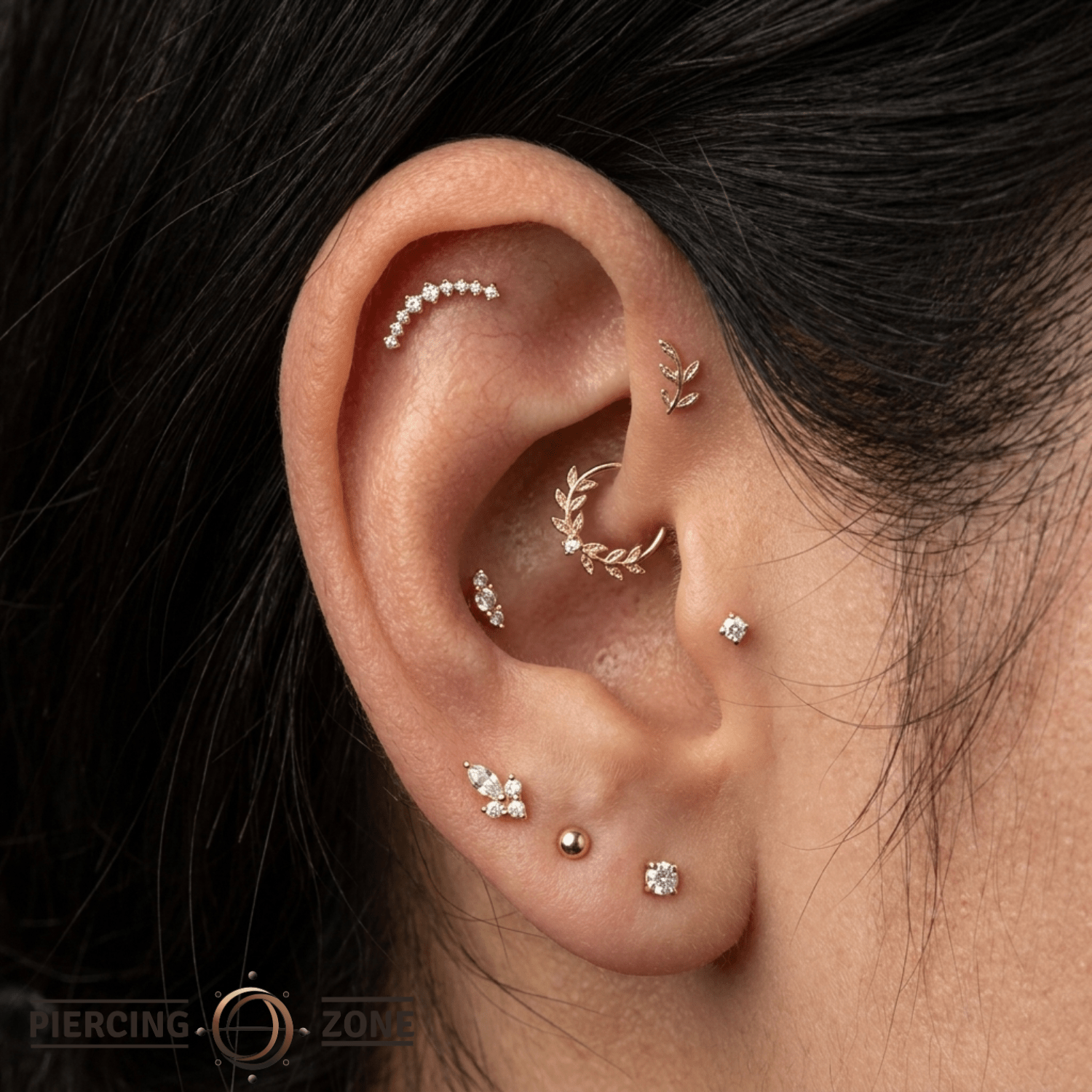 Sling Pin - 14K Gold Gem Threadless End - piercing - zone.com