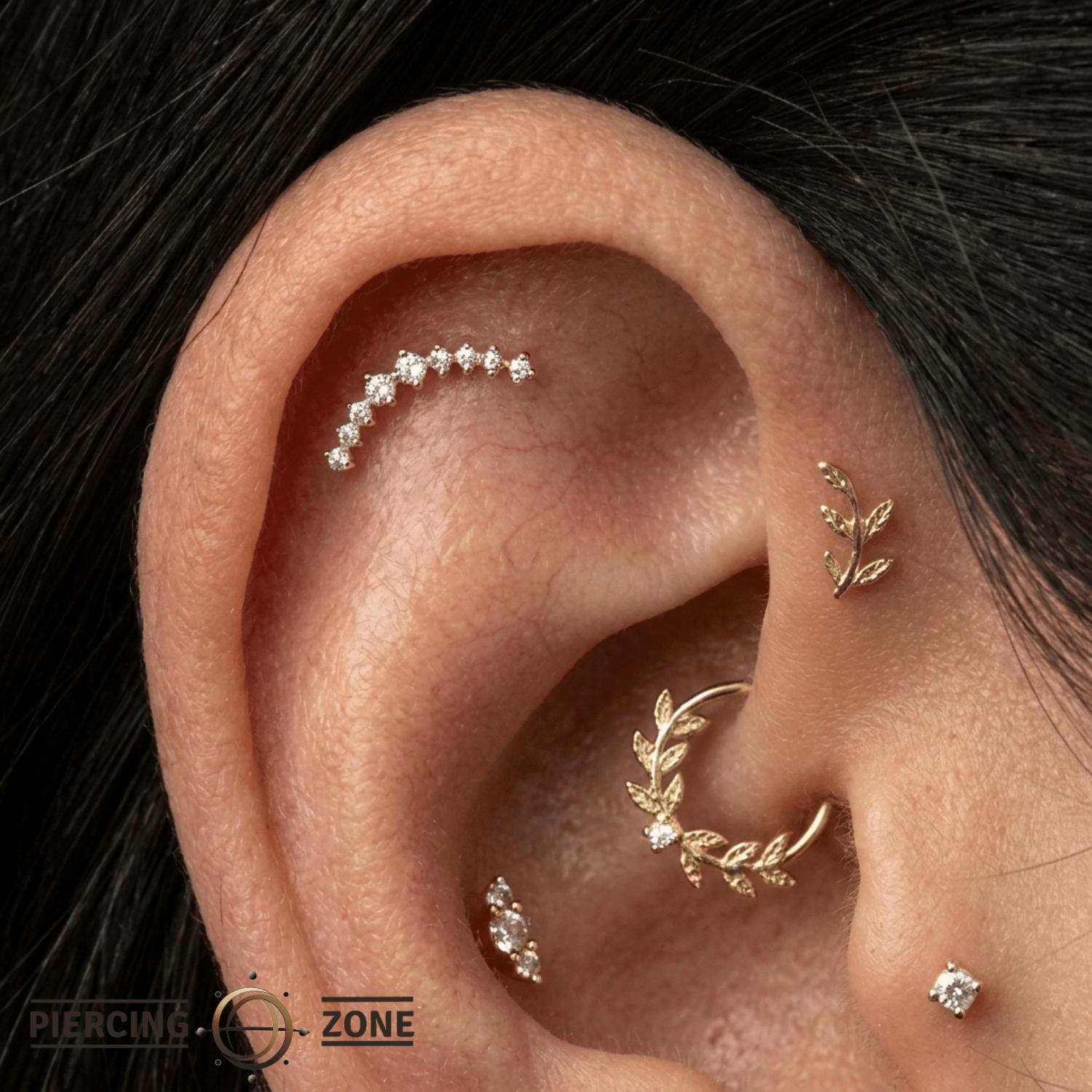Sling Pin - 14K Gold Gem Threadless End - piercing - zone.com