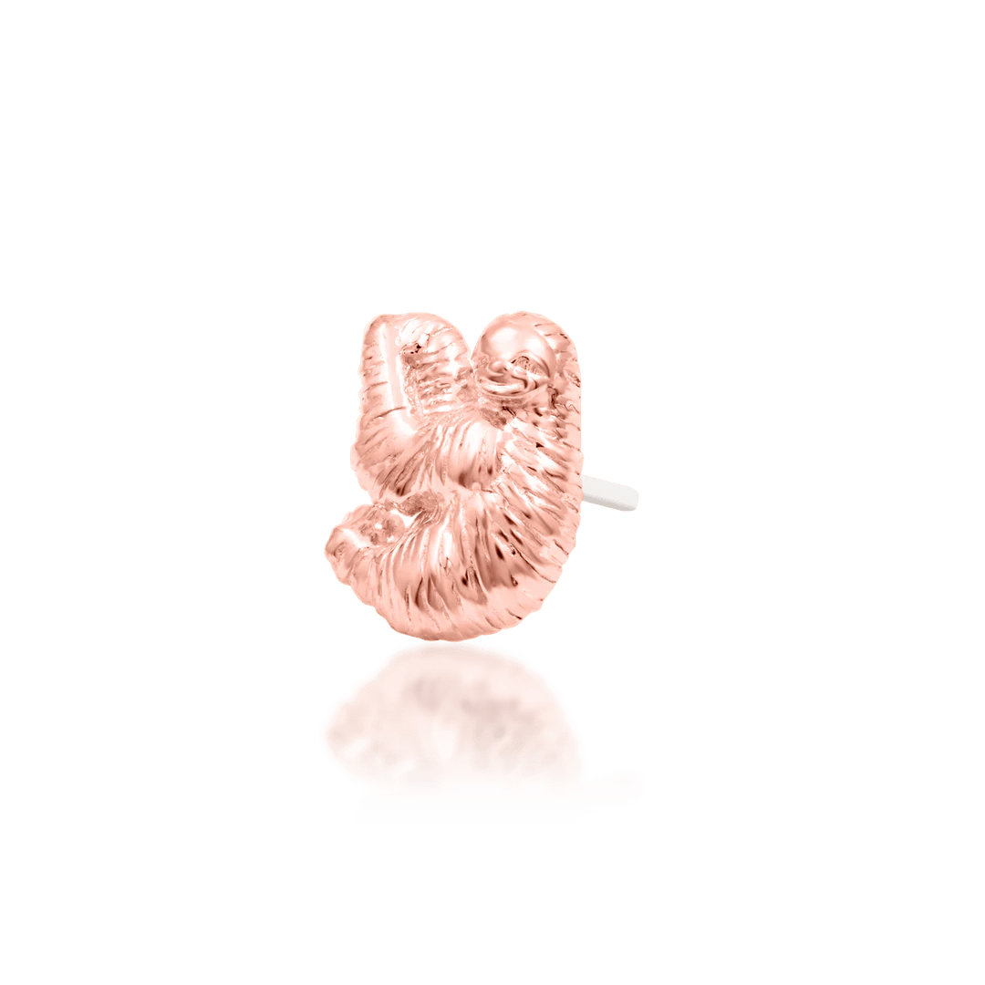 Sloth – Miniature Charm – 14K Gold Threadless End - piercing - zone.com