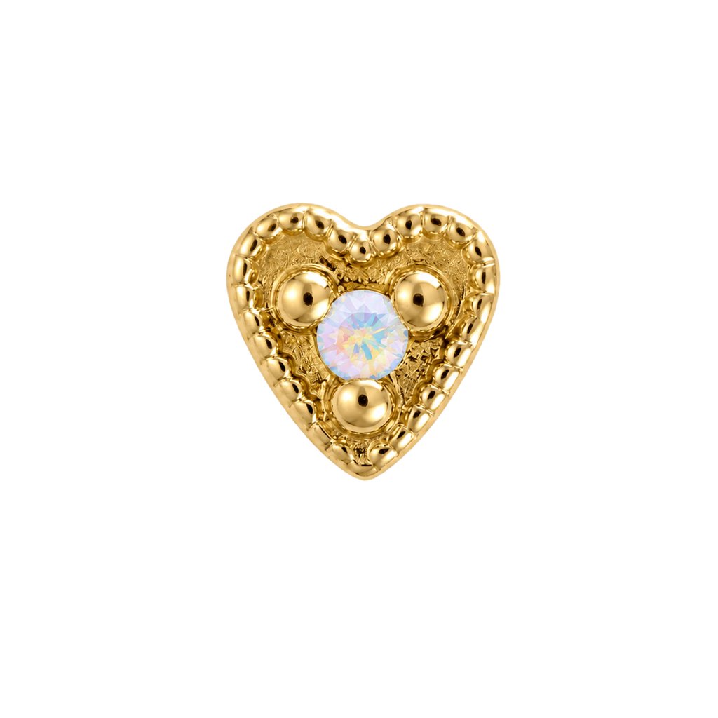Small Heart - 14K Gold Stone Threadless/Threaded End