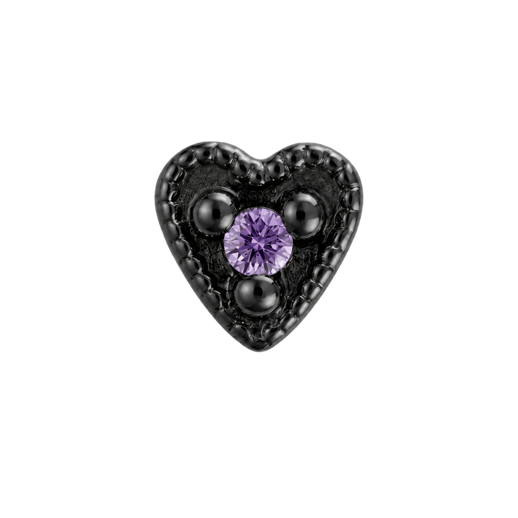 Small Heart - 14K Gold Stone Threadless/Threaded End