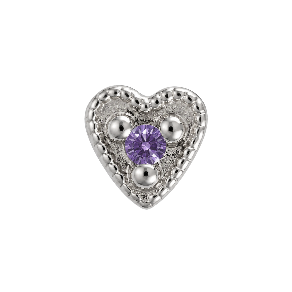Small Heart - 14K Gold Stone Threadless/Threaded End