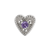 Small Heart - 14K Gold Stone Threadless/Threaded End