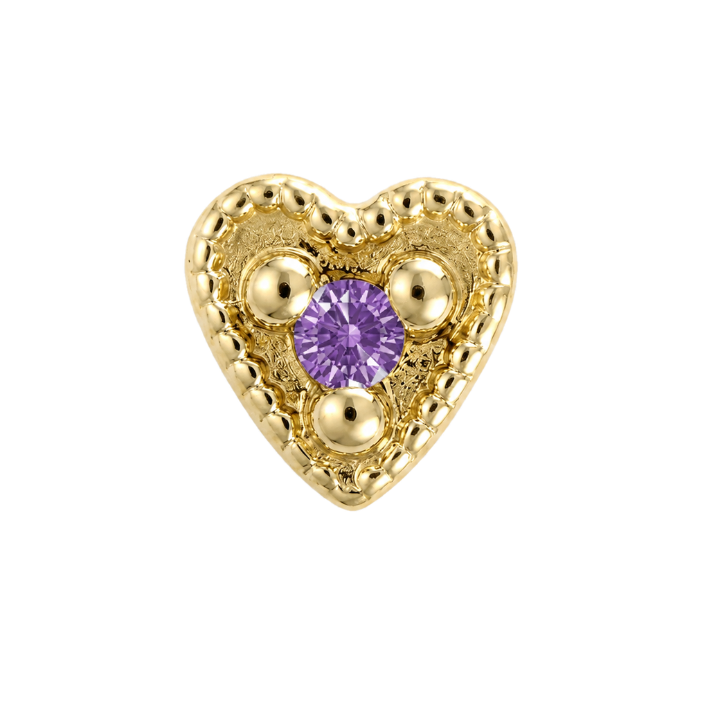 Small Heart - 14K Gold Stone Threadless/Threaded End