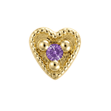Small Heart - 14K Gold Stone Threadless/Threaded End