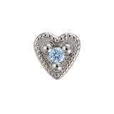 Small Heart - 14K Gold Stone Threadless/Threaded End
