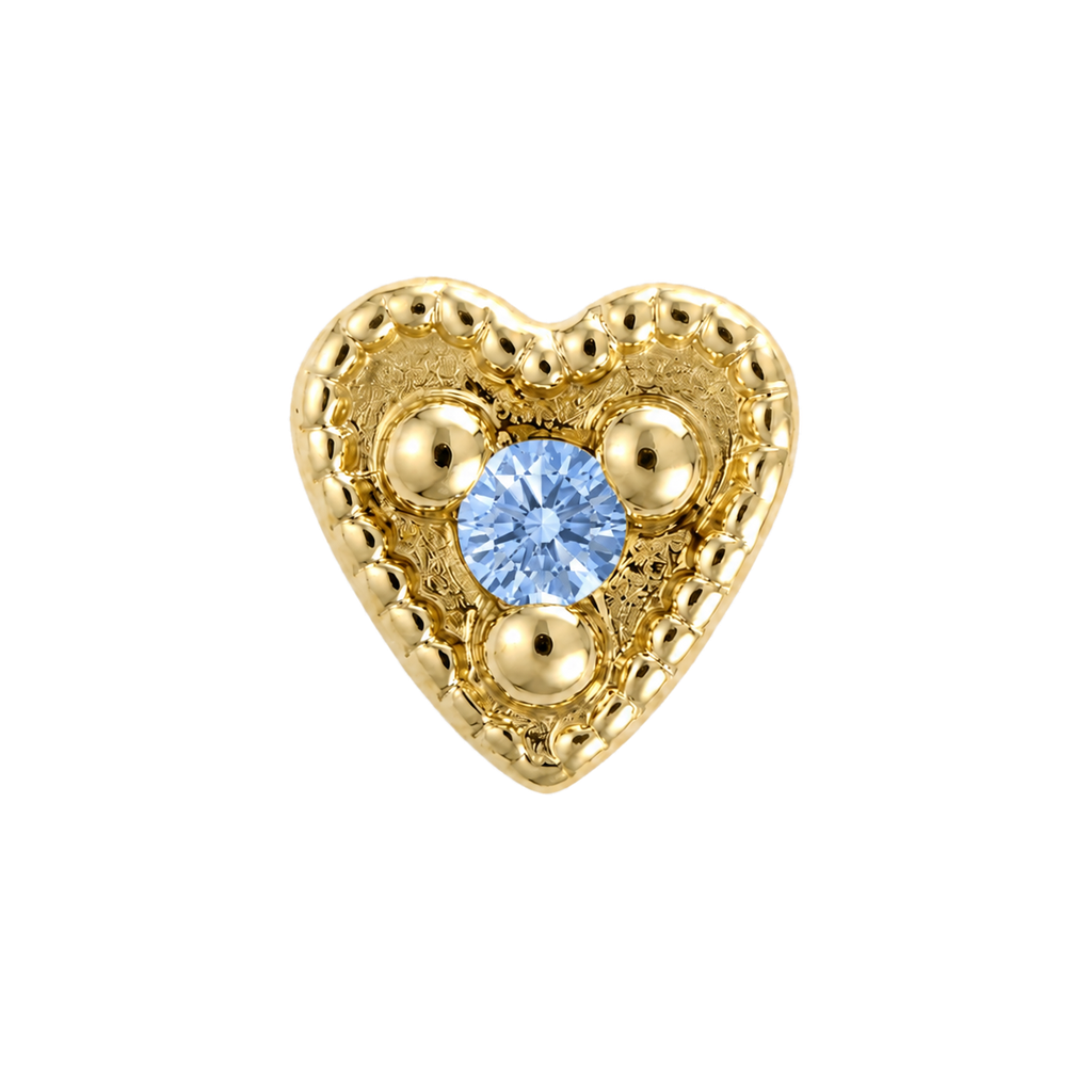 Small Heart - 14K Gold Stone Threadless/Threaded End