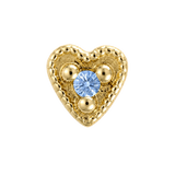 Small Heart - 14K Gold Stone Threadless/Threaded End