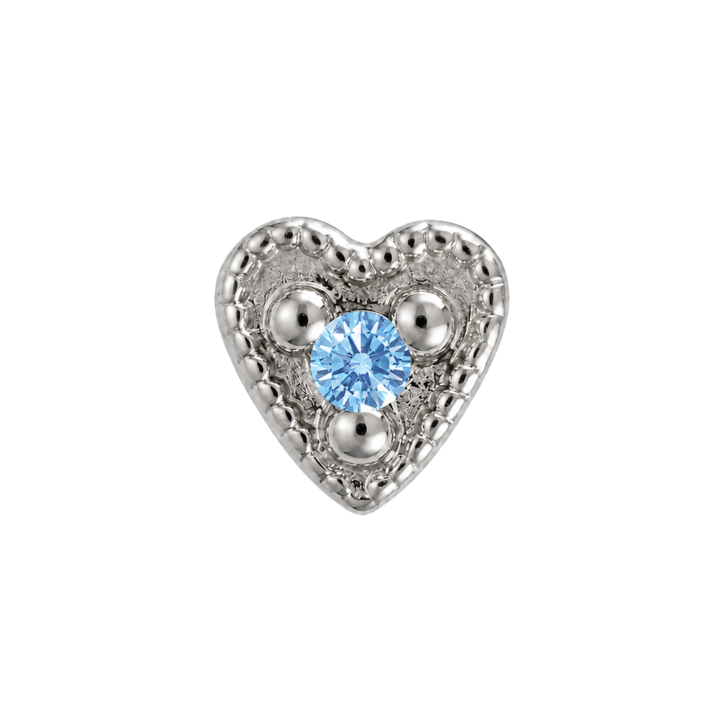 Small Heart - 14K Gold Stone Threadless/Threaded End